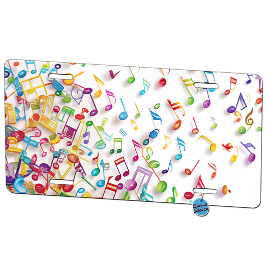 Scattered Colorful Rainbow Music Musical Notes Metal Vanity Novelty Tag License Plate for Trucks Cars SUVs