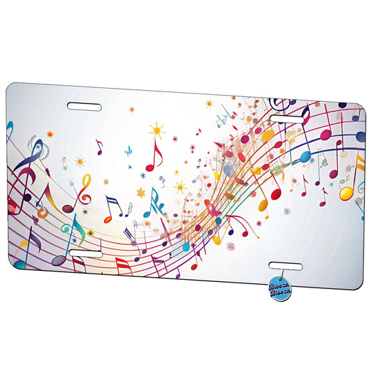 Scattered Music Notes Design Metal Vanity Novelty Tag License Plate for Trucks Cars SUVs