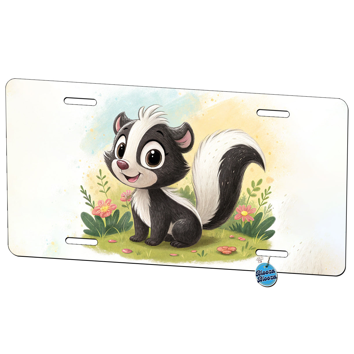 Skunk Children's Illustration Style Metal Vanity Novelty Tag License Plate for Trucks Cars SUVs