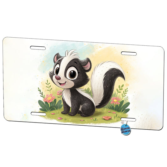 Skunk Children's Illustration Style Metal Vanity Novelty Tag License Plate for Trucks Cars SUVs