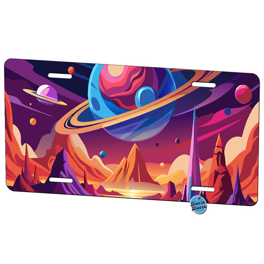 Vibrant Colored Sci-fi Hostile Alien Planet Metal Vanity Novelty Tag License Plate for Trucks Cars SUVs