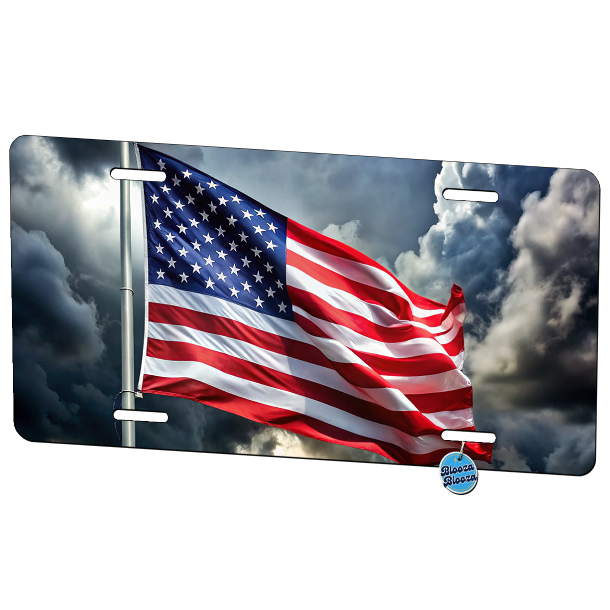 Waving American Flag After Storm Patriotic United States Metal Vanity Novelty Tag License Plate for Trucks Cars SUVs