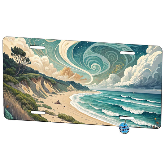 Abstract Beach Shore Landscape Metal Vanity Novelty Tag License Plate for Trucks Cars SUVs