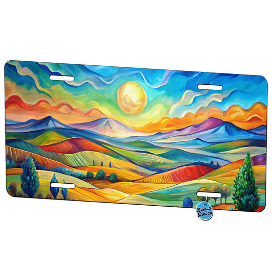 Abstract Colorful Landscape Metal Vanity Novelty Tag License Plate for Trucks Cars SUVs