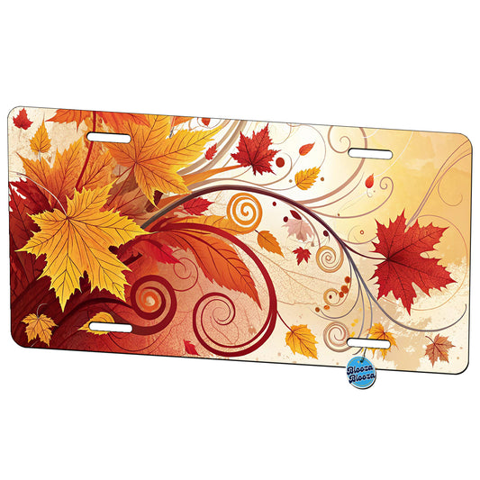 Abstract Fall Autumn Leaves Design Metal Vanity Novelty Tag License Plate for Trucks Cars SUVs