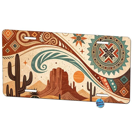 Abstract Southwestern Design Metal Vanity Novelty Tag License Plate for Trucks Cars SUVs