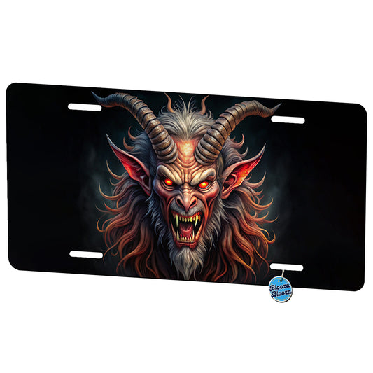 Angry Krampus Christmas Watercolor Metal Vanity Novelty Tag License Plate for Trucks Cars SUVs