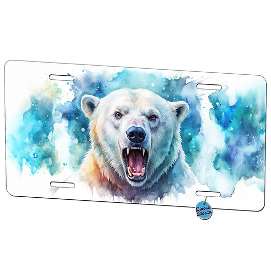 Angry Polar Bear Watercolor Metal Vanity Novelty Tag License Plate for Trucks Cars SUVs