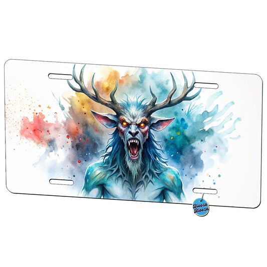 Angry Wendigo Algonquian Folklore Monster Watercolor Metal Vanity Novelty Tag License Plate for Trucks Cars SUVs