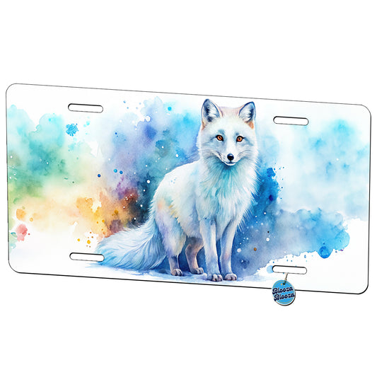 Arctic Fox Watercolor Metal Vanity Novelty Tag License Plate for Trucks Cars SUVs
