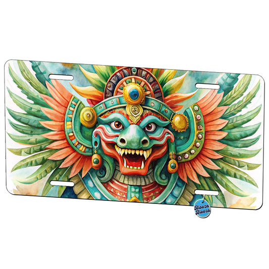Aztec God Quetzalcoatl Watercolor Metal Vanity Novelty Tag License Plate for Trucks Cars SUVs