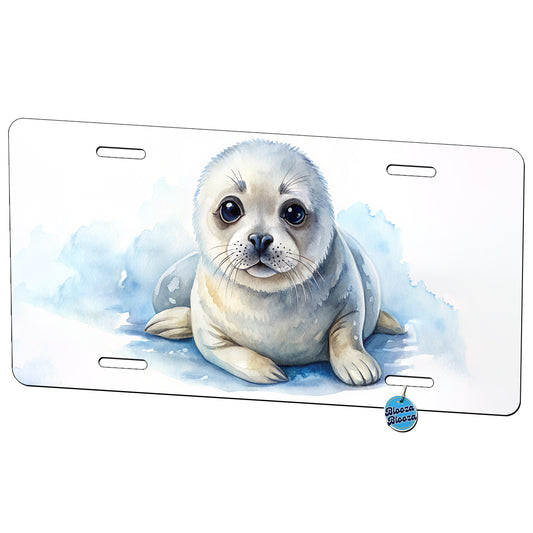 Baby Harp Seal Watercolor Metal Vanity Novelty Tag License Plate for Trucks Cars SUVs