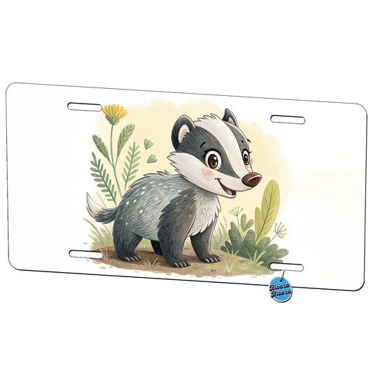 Badger Children's Illustration Style Metal Vanity Novelty Tag License Plate for Trucks Cars SUVs