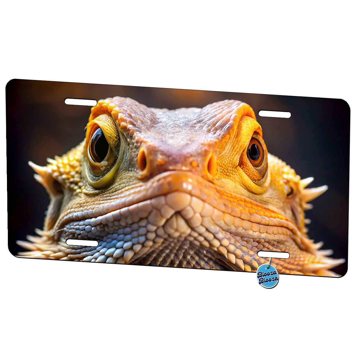 Bearded Dragon Lizard Reptile Face Metal Vanity Novelty Tag License Plate for Trucks Cars SUVs