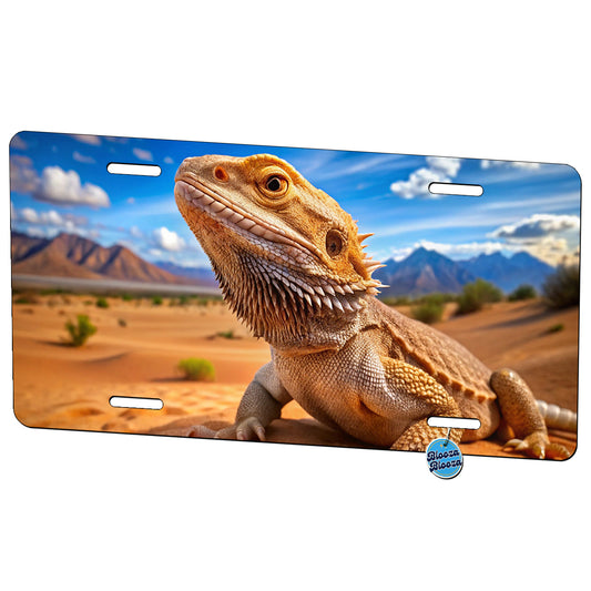Bearded Dragon Lizard Reptile in the Desert Metal Vanity Novelty Tag License Plate for Trucks Cars SUVs