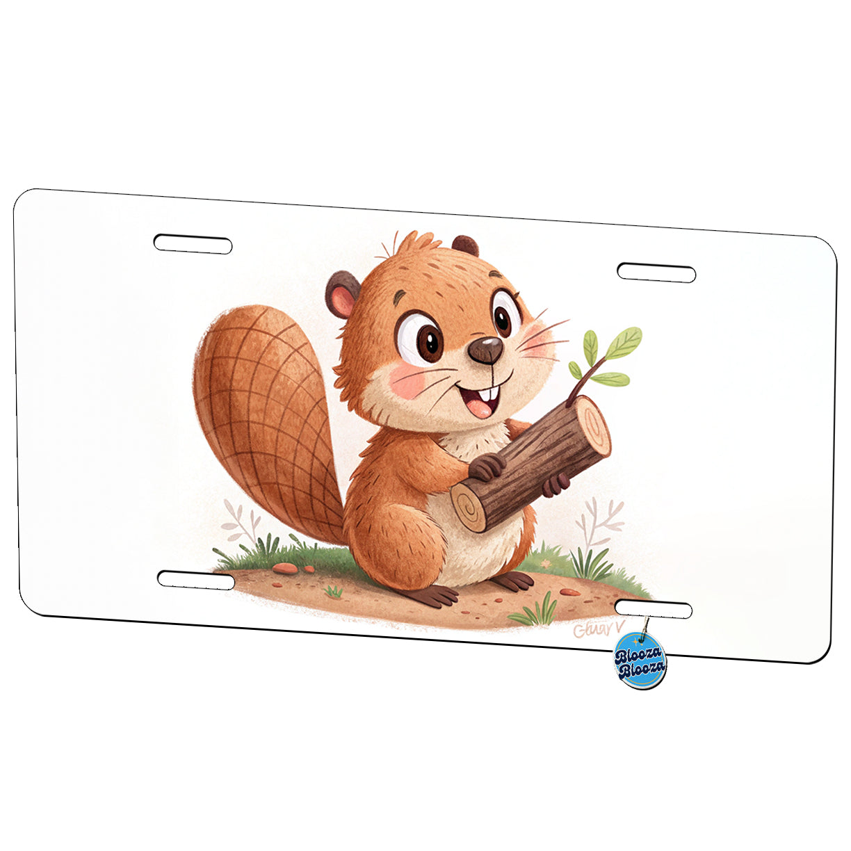 Beaver Children's Illustration Style Metal Vanity Novelty Tag License Plate for Trucks Cars SUVs