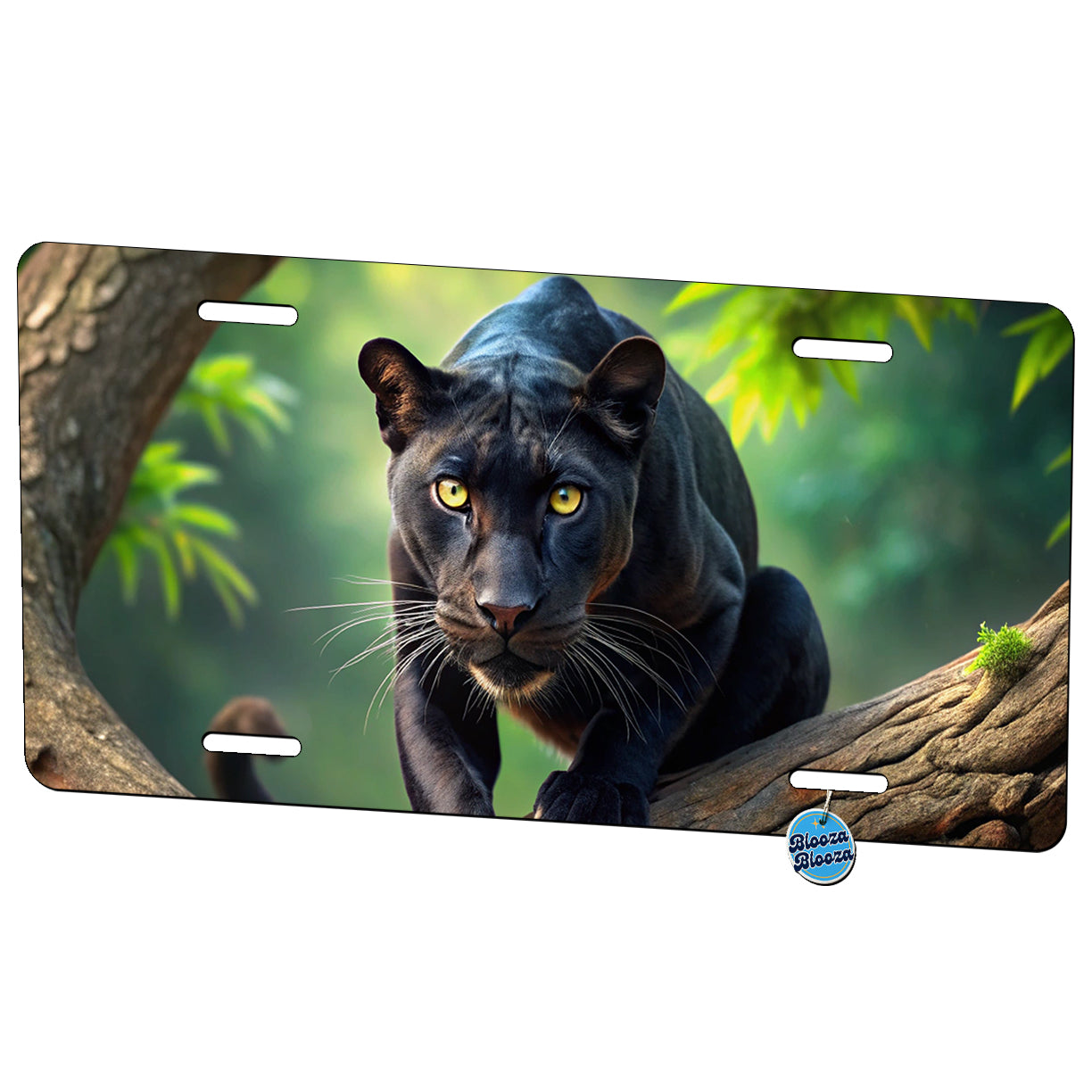 Black Panther on Branch Metal Vanity Novelty Tag License Plate for Trucks Cars SUVs