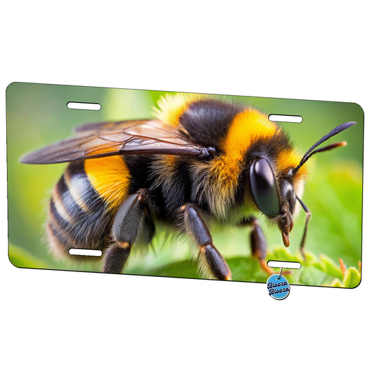 Bumblebee Bee on Leaf Metal Vanity Novelty Tag License Plate for Trucks Cars SUVs