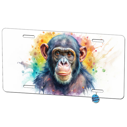 Chimpanzee Monkey Watercolor Metal Vanity Novelty Tag License Plate for Trucks Cars SUVs