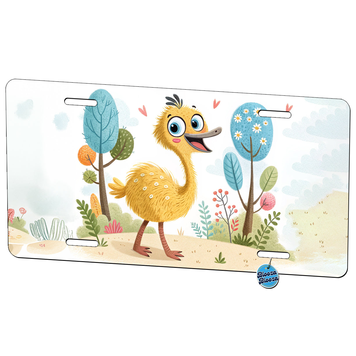 Emu Children's Illustration Style Metal Vanity Novelty Tag License Plate for Trucks Cars SUVs