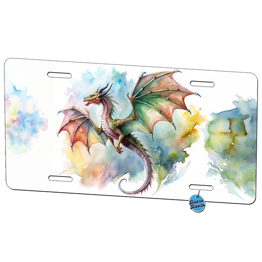 Fantasy Wyvern Dragon In Flight Watercolor Metal Vanity Novelty Tag License Plate for Trucks Cars SUVs