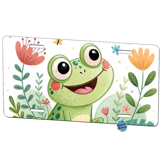 Frog Children's Illustration Style Metal Vanity Novelty Tag License Plate for Trucks Cars SUVs