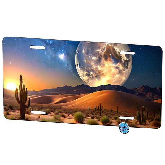 Full Moon Over The Desert Metal Vanity Novelty Tag License Plate for Trucks Cars SUVs