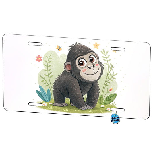 Gorilla Ape Children's Illustration Style Metal Vanity Novelty Tag License Plate for Trucks Cars SUVs