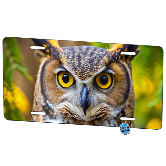 Great Horned Owl Raptor Bird Of Prey Metal Vanity Novelty Tag License Plate for Trucks Cars SUVs
