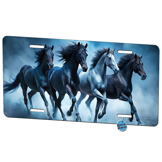 Horses Galloping Out Of The Night Mists Metal Vanity Novelty Tag License Plate for Trucks Cars SUVs