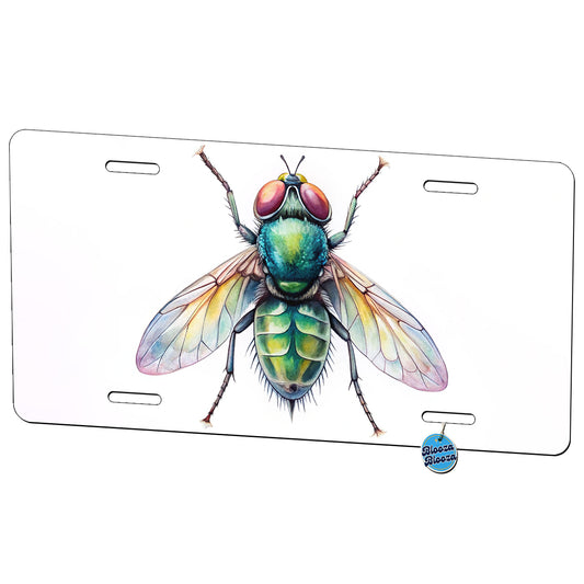 Housefly Fly Watercolor Metal Vanity Novelty Tag License Plate for Trucks Cars SUVs