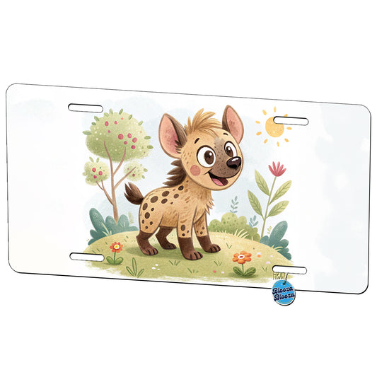 Hyena Children's Illustration Style Metal Vanity Novelty Tag License Plate for Trucks Cars SUVs