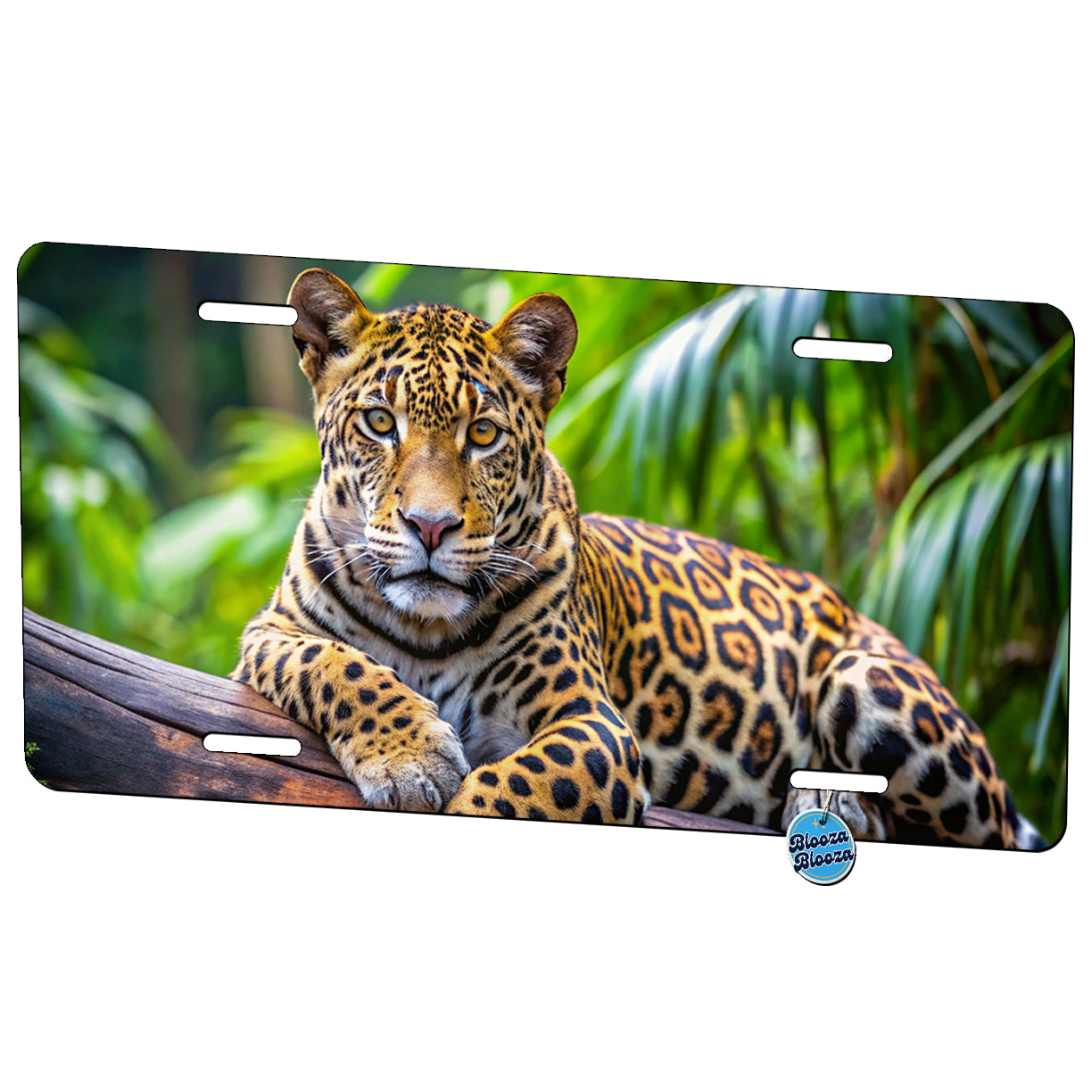 Jaguar Lying On Tree Limb In Jungle Metal Vanity Novelty Tag License Plate for Trucks Cars SUVs