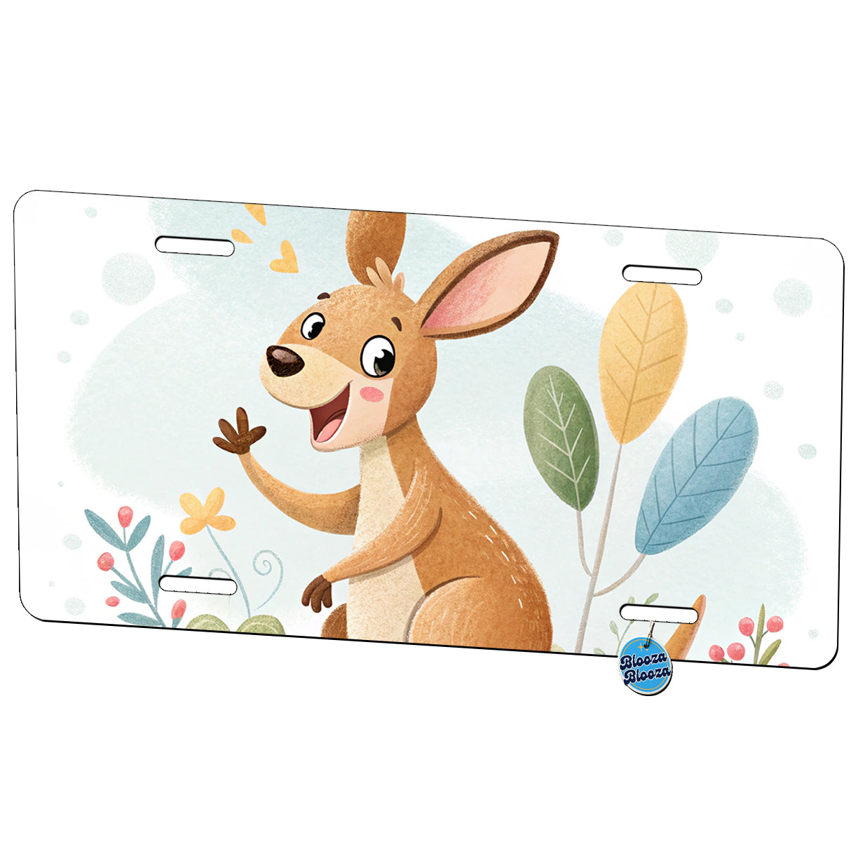 Kangaroo Children's Illustration Style Metal Vanity Novelty Tag License Plate for Trucks Cars SUVs