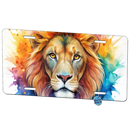 Lion Face Watercolor Metal Vanity Novelty Tag License Plate for Trucks Cars SUVs