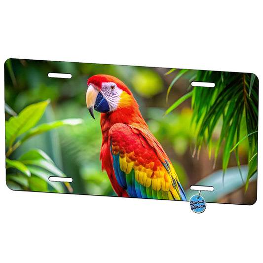 Macaw Parrot Bird On Branch Metal Vanity Novelty Tag License Plate for Trucks Cars SUVs