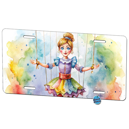 Marionette Puppet on Strings Watercolor Metal Vanity Novelty Tag License Plate for Trucks Cars SUVs