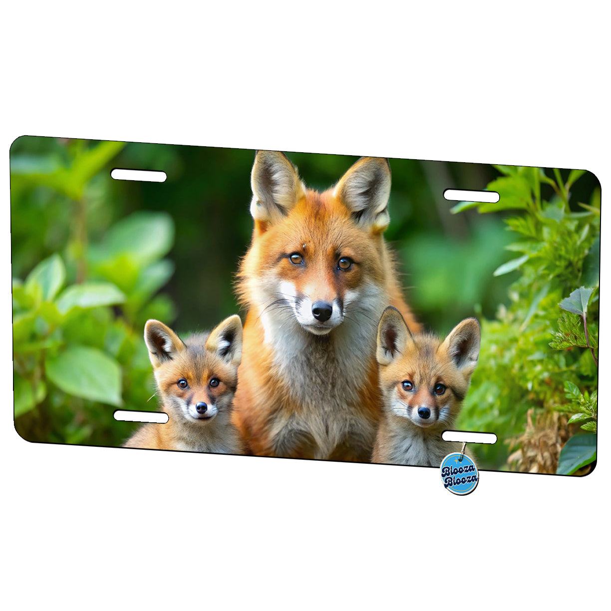 Mother Fox And Pups Metal Vanity Novelty Tag License Plate for Trucks Cars SUVs