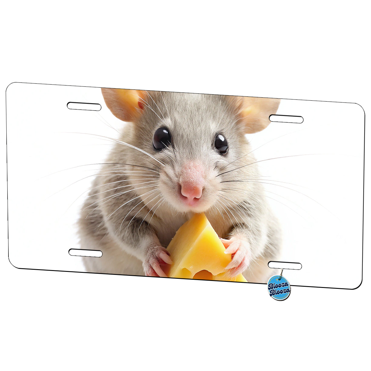 Mouse With A Piece Of Cheese Metal Vanity Novelty Tag License Plate for Trucks Cars SUVs