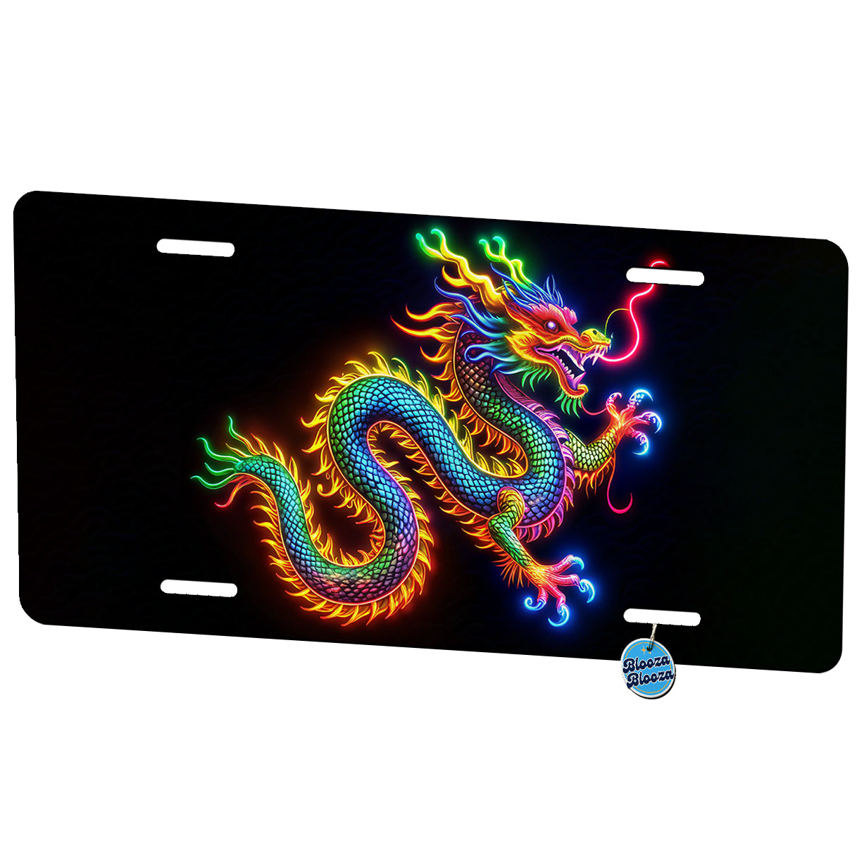 Neon Asian Dragon Metal Vanity Novelty Tag License Plate for Trucks Cars SUVs