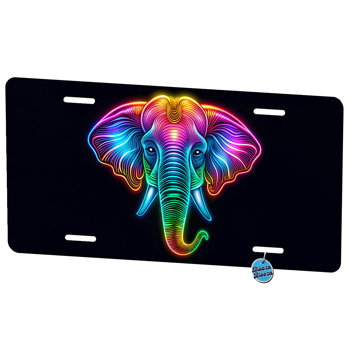 Neon Elephant Face Metal Vanity Novelty Tag License Plate for Trucks Cars SUVs