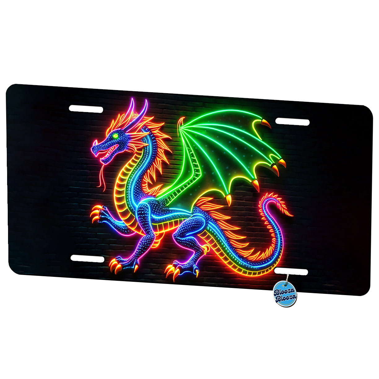 Neon European Dragon Metal Vanity Novelty Tag License Plate for Trucks Cars SUVs