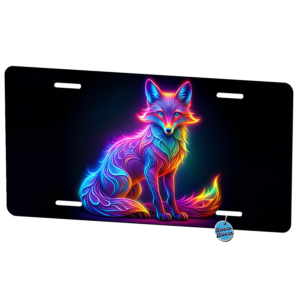 Neon Fox Metal Vanity Novelty Tag License Plate for Trucks Cars SUVs