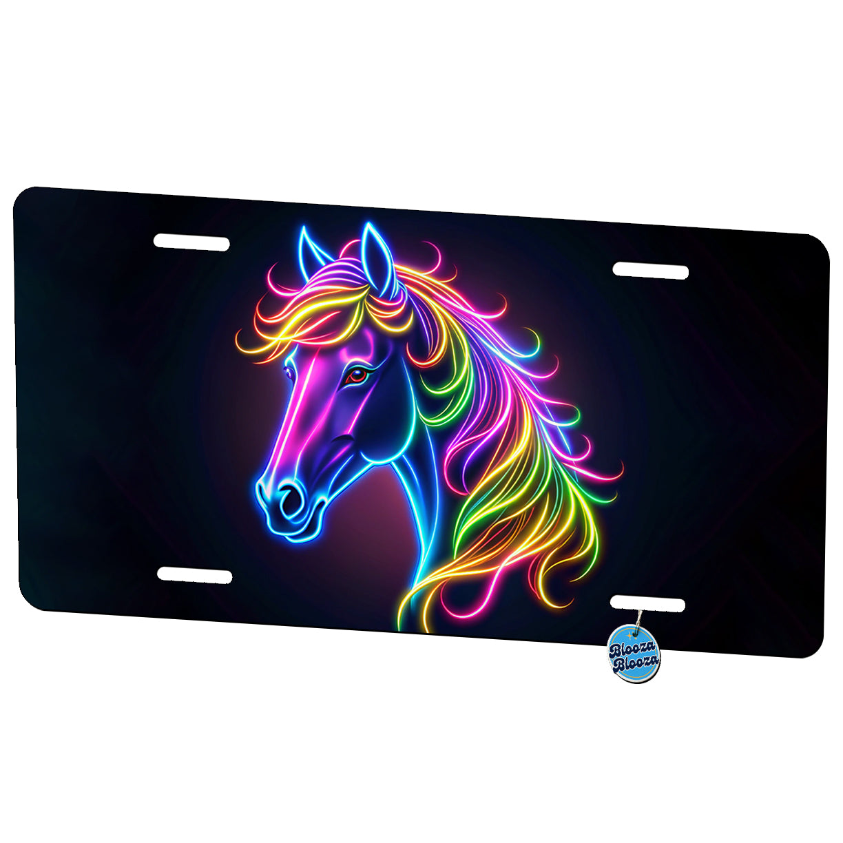 Neon Horse Head Metal Vanity Novelty Tag License Plate for Trucks Cars SUVs