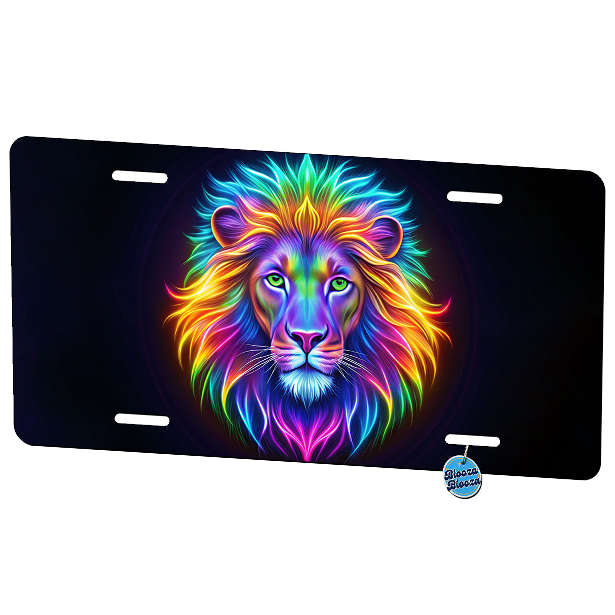 Neon Lion Metal Vanity Novelty Tag License Plate for Trucks Cars SUVs