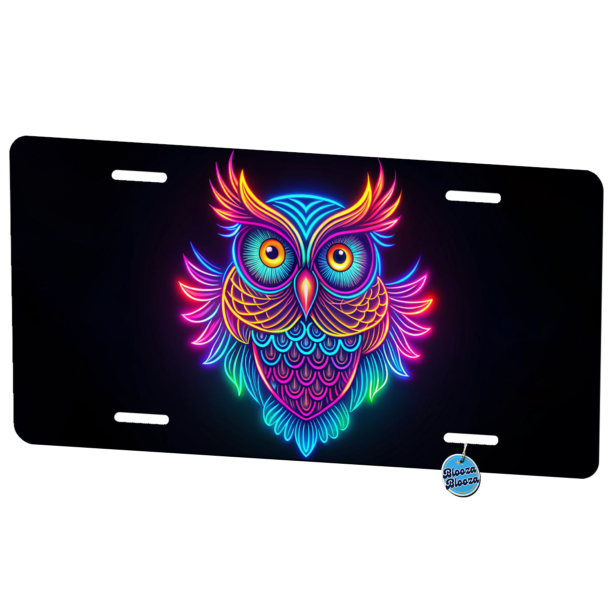 Neon Owl Metal Vanity Novelty Tag License Plate for Trucks Cars SUVs