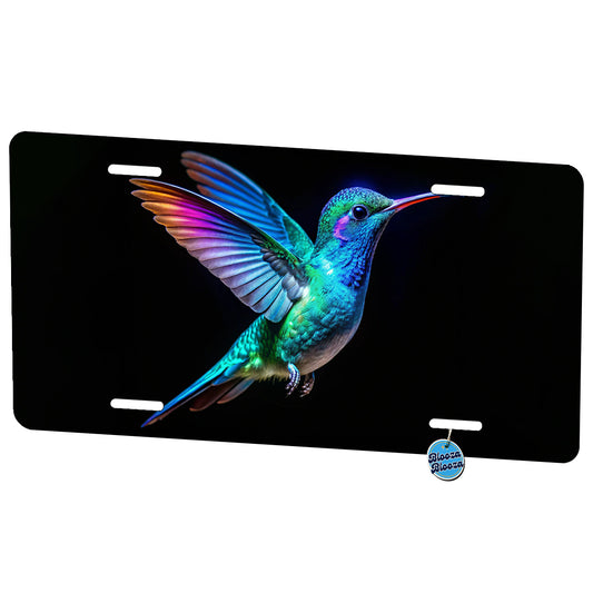 Neon Teal Blue Hummingbird Metal Vanity Novelty Tag License Plate for Trucks Cars SUVs