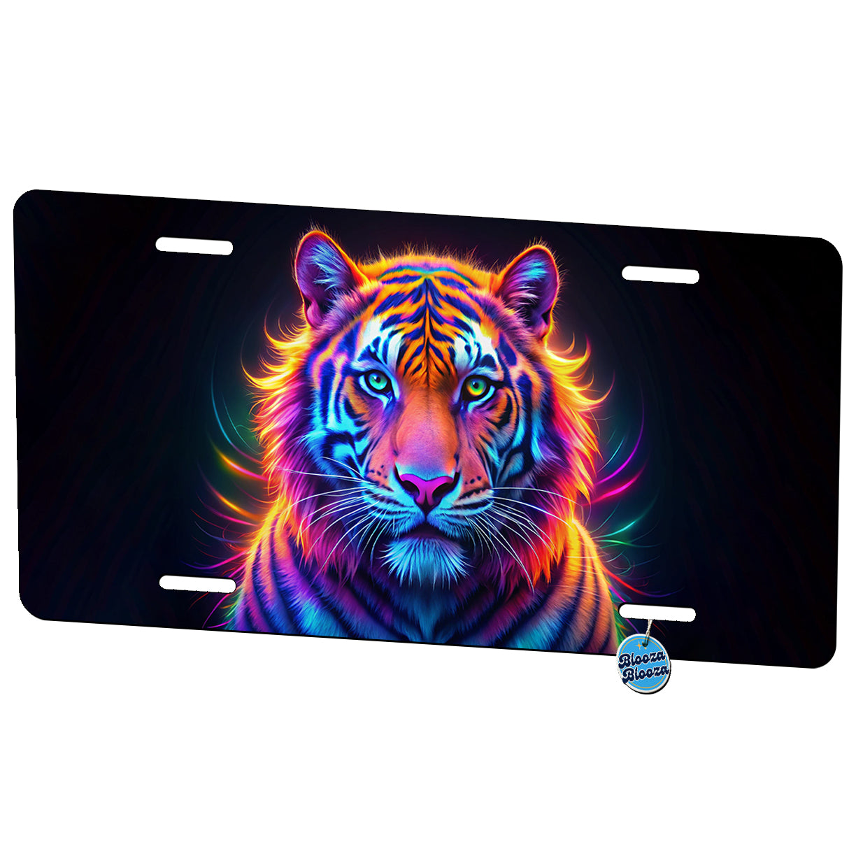 Neon Tiger Metal Vanity Novelty Tag License Plate for Trucks Cars SUVs