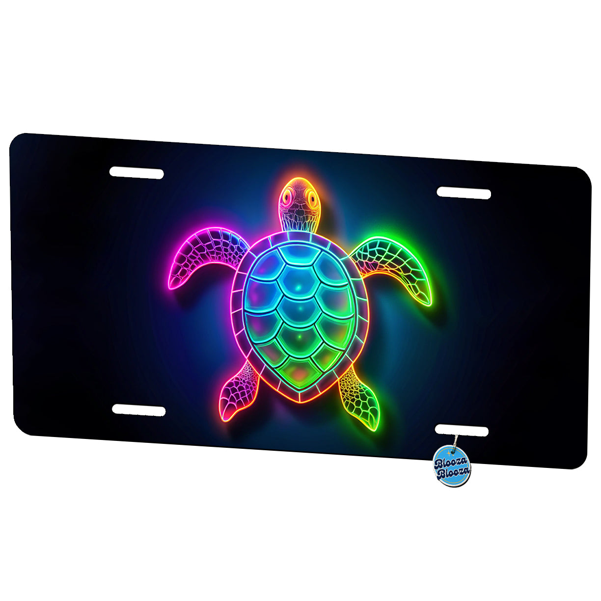 Neon Turtle Metal Vanity Novelty Tag License Plate for Trucks Cars SUVs