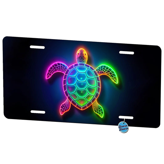 Neon Turtle Metal Vanity Novelty Tag License Plate for Trucks Cars SUVs